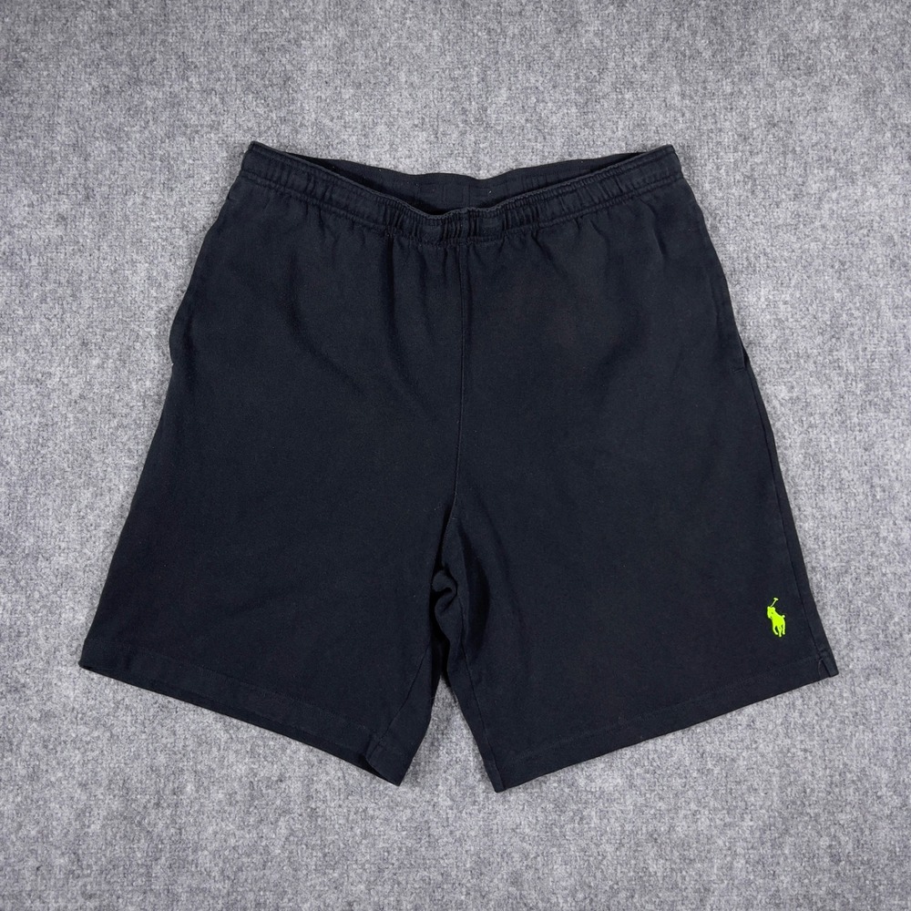 Polo Ralph Lauren Shorts Mens XL Black Performance Neon Green Pony Logo